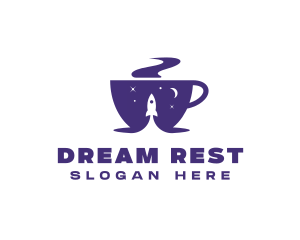 Space Rocket Coffee Cup logo design