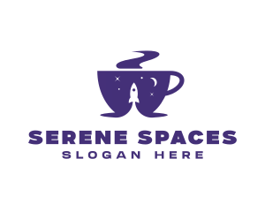 Space Rocket Coffee Cup logo design