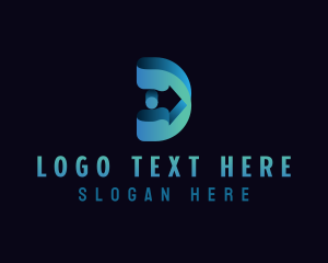 3d - Startup Tech Letter D logo design