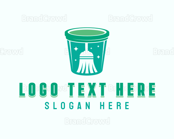 Broom Trash Can Logo