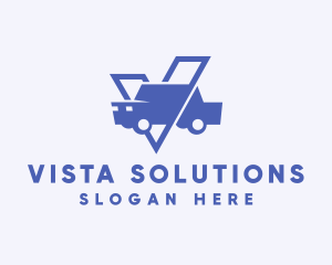 Car Driving Letter V logo design