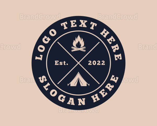 Hipster Camping Adventure Logo