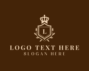 Beige - Crown Shield Wreath Letter logo design