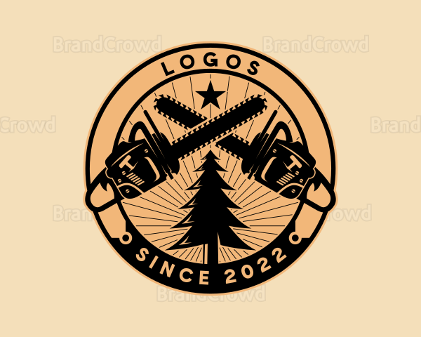 Lumberjack Logging Chainsaw Logo