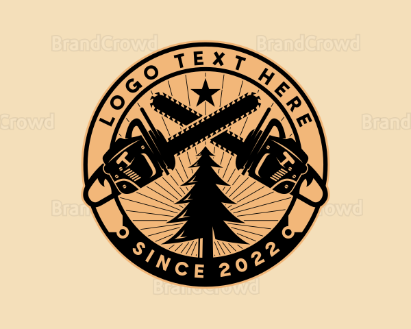 Tree Logging Chainsaw Logo