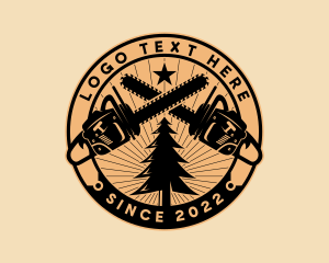 Woodcutter - Lumberjack Logging Chainsaw logo design