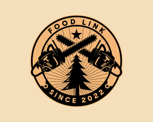 Lumberjack Logging Chainsaw  logo design