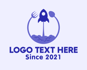 Spaceship - Rocket Kitchen Utensils logo design