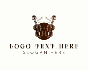 Vinyl Disk - Violin Instrument Violinist logo design