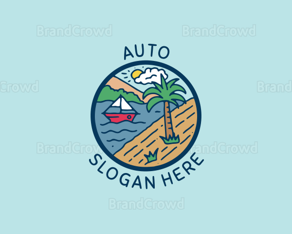 Beach Sailing Boat Logo