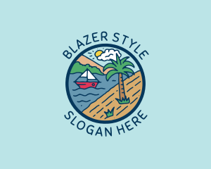 Beach Sailing Boat logo design