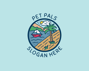 Beach Sailing Boat logo design