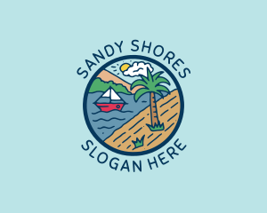 Beach - Beach Sailing Boat logo design