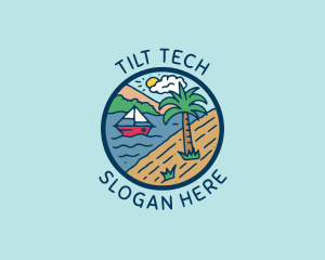 Beach Sailing Boat logo design