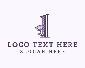 Floral - Violet Flower Letter L logo design