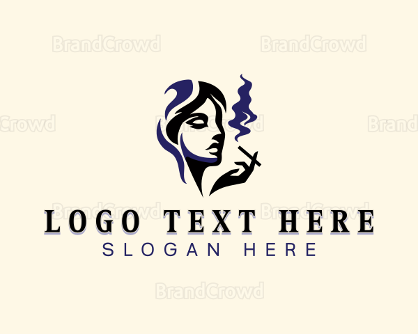 Lady Smoking Cigar Logo