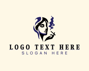 Lady Smoking Cigar Logo