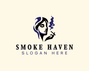 Lady Smoking Cigar logo design