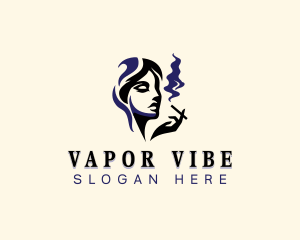 Lady Smoking Cigar logo design