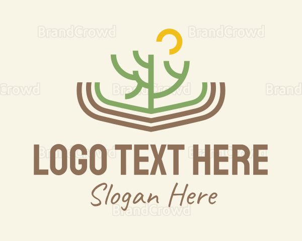 Minimalist Cactus Scenery Logo