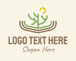 Tree - Minimalist Cactus Scenery logo design