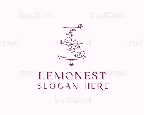 Floral Wedding Cake Logo