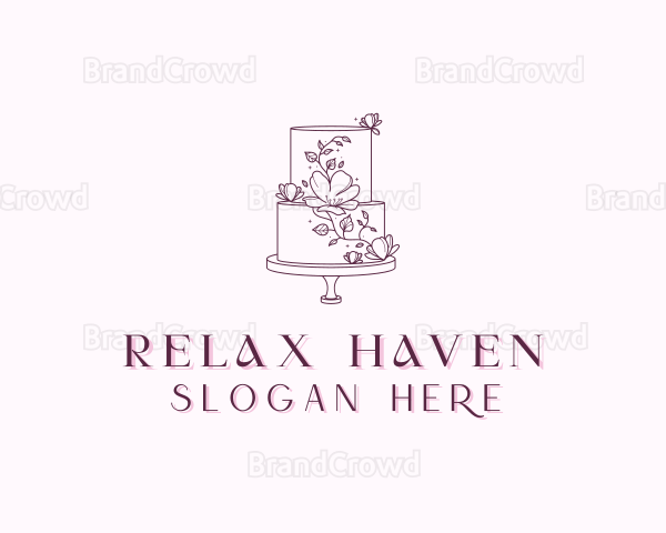 Floral Wedding Cake Logo