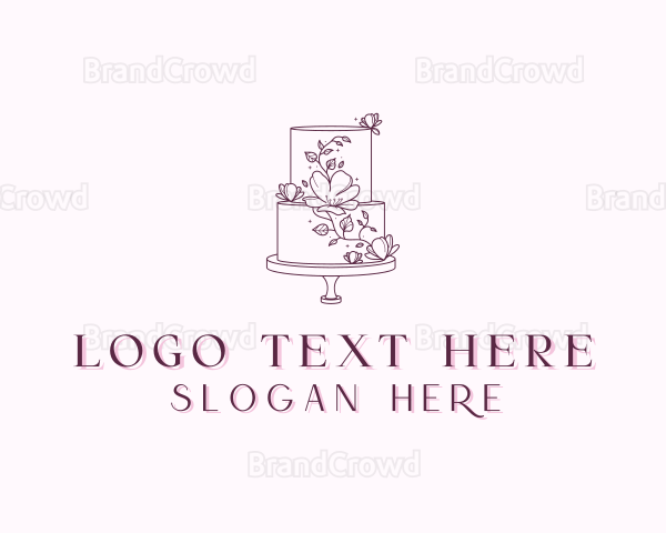 Floral Wedding Cake Logo