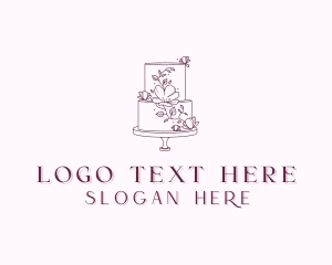 Wedding - Floral Wedding Cake logo design