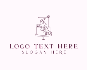 Wedding - Floral Wedding Cake logo design