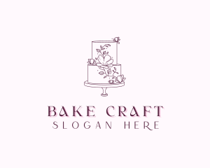 Floral Wedding Cake logo design