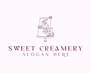 Floral Wedding Cake logo design