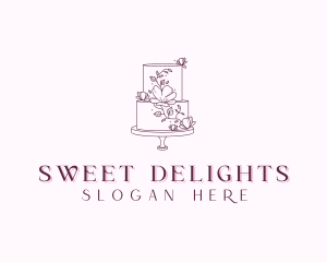 Floral Wedding Cake logo design