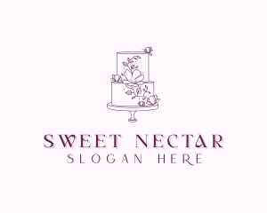 Floral Wedding Cake logo design