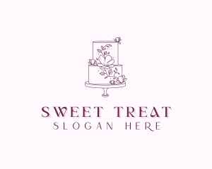 Floral Wedding Cake logo design