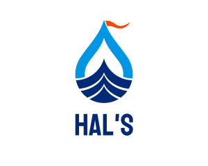 Water Sports - Droplet Ship Flag logo design