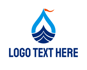 Boat - Droplet Ship Flag logo design