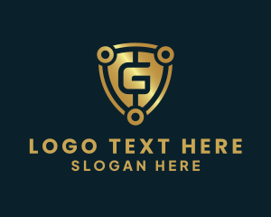 Gold - Tech Finance Shield Letter G logo design