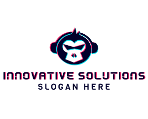 Icon - Monkey Headphones Glitch logo design