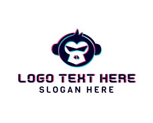 Esports - Monkey Headphones Glitch logo design