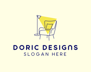 Lamp Chair Furniture Lighting logo design