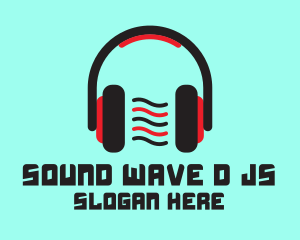Dj - Red DJ Headphones logo design