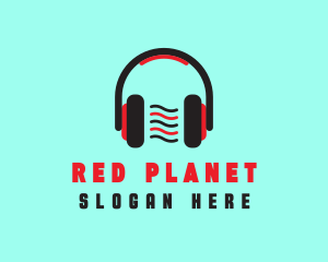 Red DJ Headphones logo design