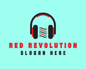 Red DJ Headphones logo design