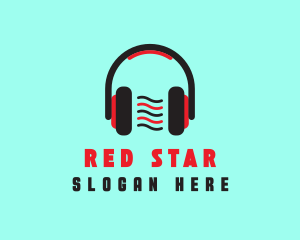 Red DJ Headphones logo design