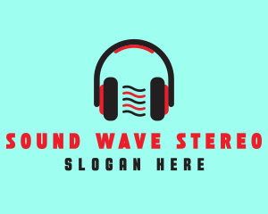 Stereo - Red DJ Headphones logo design