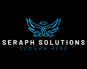 Seraph - Angel Wings Halo logo design