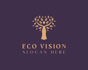 Organic Wellness Woman Tree logo design