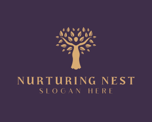 Organic Wellness Woman Tree logo design