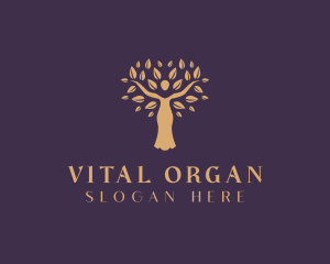 Organic Wellness Woman Tree logo design